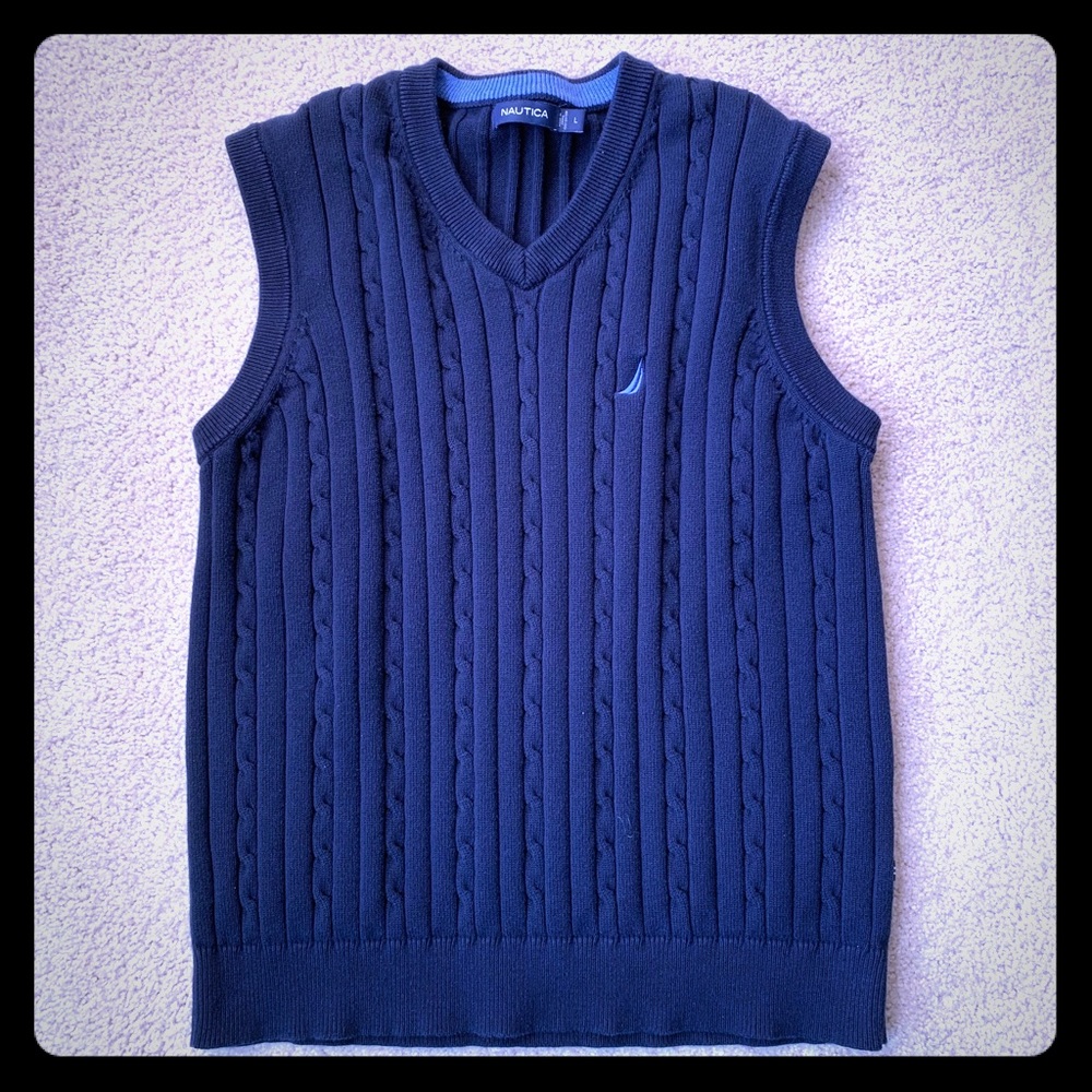 Nautica Navy Blue Cable Knit Vest